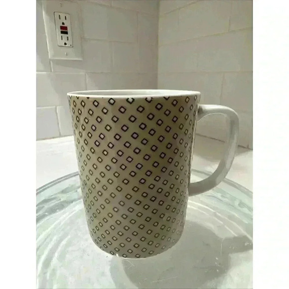 Fitz and Floyd Coffee Mug, Pretty Tea Cup, preppy plaid - Picture 2 of 8